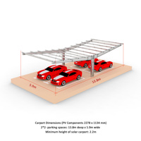 Système de montage de carport solaire double face de type Y, structure en acier zinc-aluminium-magnésium, surface anodisée, inclinaison de 5 degrés, 20 ans de garantie