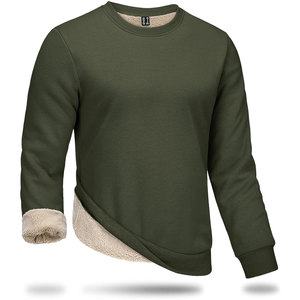 Mens Full Sherpa Lined Crewneck Sweatshirts Premium Heavy-weight Fleece Lined Long Sleeve No Hood Pullover OEM Services - Product Image 4