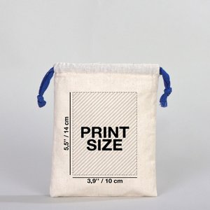 Customizable Dark Blue Organic Cotton Fabric <b>Pouch</b> with Screen Printing 6 W X 8 H (15.5 cm X 20 Cm) for Personalized Gifts - Product Image 2
