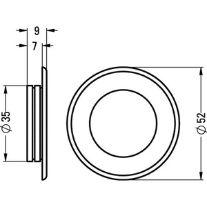 Hermeta <b>Silver</b> Anodized Aluminum Round Furniture Handle 35mm Inset Diameter - Product Image 3