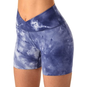 Shorts de sport pour femmes à taille haute, super doux, extensibles, imprimés tie-dye, pour le yoga, la course à pied, la salle de sport, à taille haute - Product Image 1