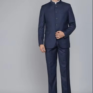 La Scoot Basic Solid Traje de hombre de 2 piezas Cómodo Poliéster Ropa formal larga Ajuste regular Cuello de muesca Antiarrugas Jodhpuri - Product Image 1