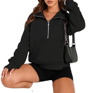 Sudaderas con capucha cortas con cremallera de alta calidad para mujer OEM Conjunto de Sudadera con capucha recortada Jersey con capucha Fabricante Ecológico - Product Image 5