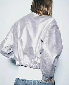 Bomber décontracté à manches longues pour femmes, veste en faux cuir, tissage non tissé en peau de mouton respirant pour l'hiver - Product Image 2