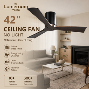 Ventilateur de plafond encastré 42 pouces sans lumière, pales en bois massif, moteur DC silencieux, télécommande, en stock aux États-Unis - Product Image 1