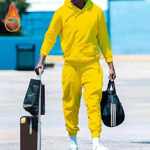 Nouveau automne/hiver hommes sweat à capuche à lacets pantalon survêtement couleur unie 100% coton écologique respirant de haute qualité - Product Image 6