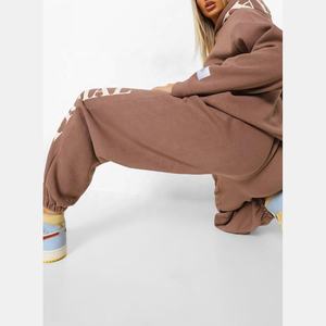 Drop Shoulder Cotton Polyester Oversized Long Sleeve 2 Piece Set pour Femme Tracksuit Winter New Fashion Woman - Product Image 2