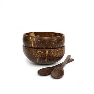 2023 Trend ing Coconut Bowl Großhandel-Natural Logo Engraved Coconut Bowl-Umwelt freundliche und natürliche Kokosnuss schale mit Löffel-P.