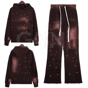 Pantalon de survêtement en strass pour hommes personnalisé couleur unie survêtement Offre Spéciale en strass pour hommes coupe ajustée en coton - Product Image 3