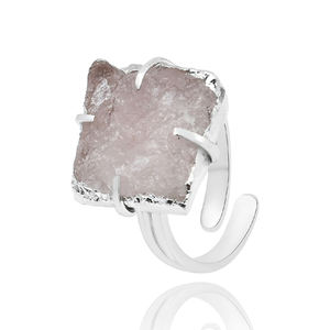 แหวนพลอยเม็ดหยาบแบบปรับได้สีเงินคริสโซเพรสชุบทอง925 - Product Image 6