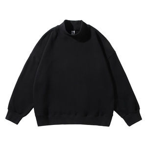 Alta calidad Streetwear Oversized Fleece Heavyweight Pullover Algodón Plain Drop Shoulder Bordado Mock Neck Sudadera - Product Image 3