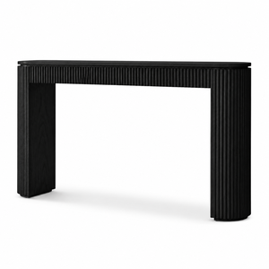 Cavello <b>Brown</b> Fluted Solid Mango Wood Console <b>Table</b> | Modern Luxury Scandinavian Design Home Furniture for Hallway Entryway - Product Image 3