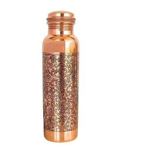 <b>100</b>% Pure Copper Handcrafted Enamel Floral Mandala Printed Eco-Friendly Water <b>Bottle</b> Ayurvedic Health Drinkware - Product Image 5