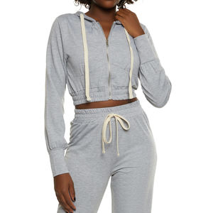 Conjuntos de ropa de salón personalizados a la moda para mujer, conjunto de pantalones ajustados de manga larga de punto de Color puro informal elástico para mujer - Product Image 4