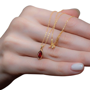 Colgante Solitario de Plata de Ley 925 con Granate, Estilo Bohemio Clásico, Chapado en Rodio/Oro, Hecho a Mano, para Mujer, Regalo de Joyería, Amor - Product Image 1
