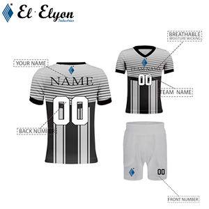 Camisetas de fútbol de manga corta con cuello en V de poliéster 100%, transpirables, antibacterianas, ligeras, de secado rápido, sin costuras, equipo personalizado frontal - Product Image 2
