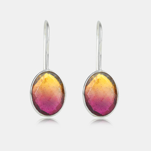 New Arrival Solid 925 Sterling Silver Bio-Color Tourmaline Quartz Oval Checker Cut <b>Dangle</b> Drop <b>Earring</b> for Women Fine Jewelry - Product Image 5