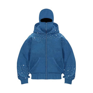 Sweat à capuche en polaire épaisse avec strass de qualité supérieure, détails en cristal scintillant, idéal pour le streetwear d'hiver, vente en gros - Product Image 5