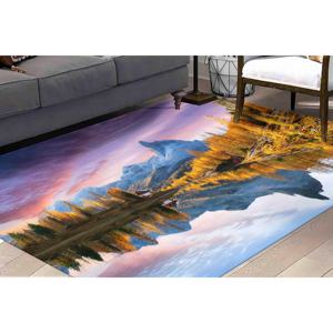 Tapis Paysage Dolomites Lac de Fédéra : Décoration d'intérieur lavable en machine, Tapis en chenille - Product Image 1