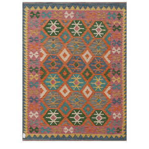 Alfombra Kilim de Maimana, Afganistán, 199 x 154 cm, Tapiz - Product Image 1