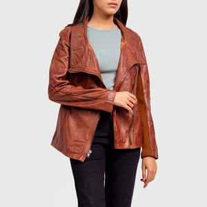 Veste en cuir de mode d'hiver pour femmes de haute qualité avec fermeture à glissière coton bas fini nouveauté 2025 coupe ajustée - Product Image 4