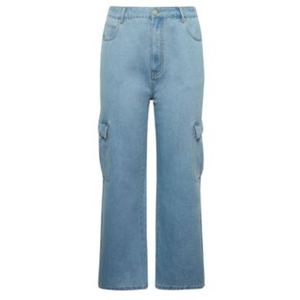 Pantalon décontracté à jambes larges avec design cargo ample, jean droit en denim de haute qualité pour femmes - Product Image 2