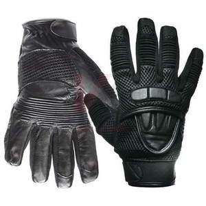 Gants de moto noirs à doigts entiers de haute qualité hommes gants de course en cuir à Double jointure de qualité supérieure nom d'équipe personnalisé moto - Product Image 4