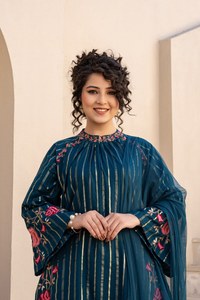 Pakistani Designer High Quality 3 <b>Pc</b> Kurta <b>Set</b> Polyester Salwar Kameez for Diwali Party Wear Fully Readymade Salwar Suit - Product Image 6