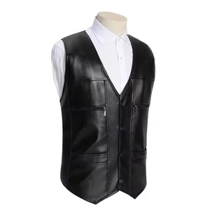 Vente Chaude Gilet de Motard pour Homme en Cuir Véritable et Toile, Épais et Chaud pour l'Hiver, Grande Taille, Vêtement d'Extérieur de Sécurité, Gilet Tendance - Product Image 6