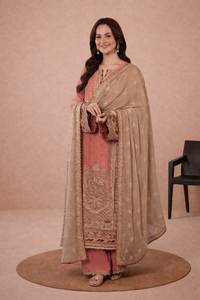 Traje/Conjunto Islámico Salwar Kameez de Tela Georgette Sintética Resistente con Bordado Elegante y Corte Recto a un Precio Razonable - Product Image 3