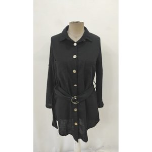 Vestido Mini de Lino Importado para Mujer de Jane's, con Mangas Largas, Cuello con Solapa, Botones Delanteros y Cintura Ajustada - Modelo 31355 - Product Image 4