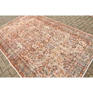 Tapis vintage 5,6 x 9,1 pieds, grand tapis turc, tapis oriental marron orangé - Product Image 4