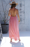 Été Casual Bohème Femmes Longue Mode Maxi Robe Dos Nu Blanc Longue Plage Maxi