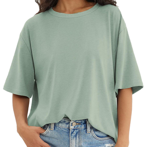 Customized Women's Cotton T-Shirt Loose Long Oversized Drop Shoulder Solid Color Street Dress Cute 3D Pattern - Product Image 3