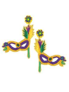 Latest Fancy Handcraft Embroidery Mardi Gras Beaded <b>Mask</b> Earring Elegant Stylish Cute Premium Unique Trendy By Hiba Enterprises - Product Image 3
