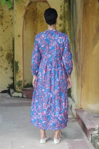 2025 estampado Digital Floral 100% algodón tejido Abaya mujeres cintura Natural ecológico hasta el suelo vestidos casuales - Product Image 2