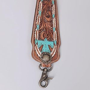 Leather Wristlet Key Fobs Embossed Floral Print Leather Key Rings Hand Tooled Leather Accessories Key Straps - Product Image 2