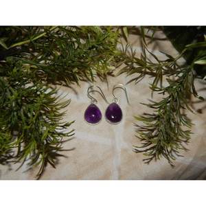 Boucles d'oreilles en argent Sterling améthyste délicates faites à la main bijoux de cadeau de mariage pour femmes cadeau de mariage à la mode - Product Image 1
