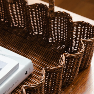 Meilleure vente plateau de service en osier de rotin ondulé panier naturel tissé à la main avec poignées pour le petit déjeuner nourriture boisson cuisine décor à la maison - Product Image 4