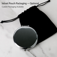 Miroir de poche en acier inoxydable avec logo personnalisé, miroir cosmétique double face de luxe, miroir pliable de voyage