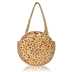 Women's Bohemian Woven Straw Round Tote Bag Lightweight <b>Open</b> Top Summer Beach Handbag for Daily Use - Product Image 5