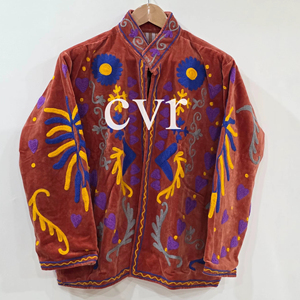 Uzbek Outerwear Hand Embroidered Women's Luxury Coat Handmade Velvet Suzani Eco-Friendly Suzani Velvet Winter <b>Boho</b> for Party We - Product Image 1