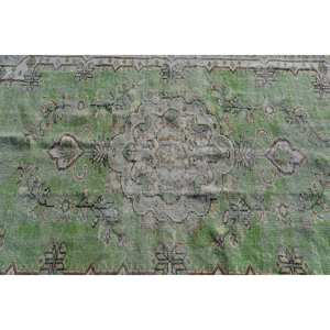 Alfombra turca vintage de 5,3x9,4 pies, Alfombra de lana de tejido plano verde y blanco con respaldo de látex para decoración de sala de estar - Product Image 5