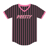 Maillot de baseball respirant à séchage rapide à rayures fines pour femme, vêtements de sororité grecque, rose et vert, pour la fraternité universitaire