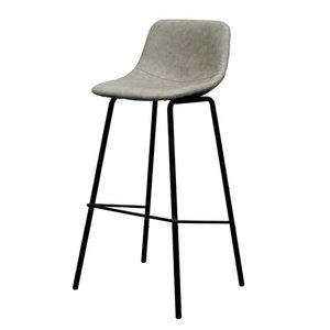 Contemporary Farmhouse <b>Adjustable</b> Metal <b>Bar</b> <b>Stool</b> with Leather Seat and Metal Frame - Product Image 4
