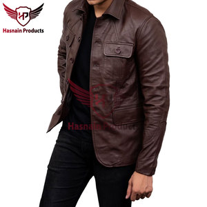 Blazer en cuir d'agneau marron à 5 boutons pour homme-100% cuir d'agneau souple véritable, coutures de qualité supérieure, tailles personnalisables - Product Image 6