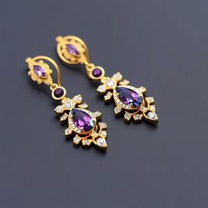 Bijoux de mode boucles d'oreilles 925 bijoux en argent bleu améthyste cz pierre de naissance balancent goutte pour les femmes - Product Image 3