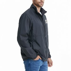 Veste coupe-vent d'hiver pour homme de haute qualité avec col montant et logo frontal, à capuche, imperméable et respirante, coupe classique - Product Image 3
