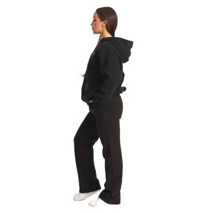 Ensemble de vêtements de sport d'hiver pour femmes de qualité supérieure respirant couleur unie chaud polaire à capuche pantalon de survêtement écologique grande taille - Product Image 2