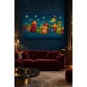 Impression sur toile Fida Sleepy Moon et Colorful Storybook Houses - Product Image 5